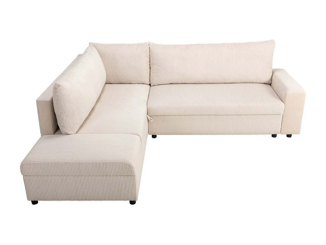 Canapé d'angle convertible réversible 4/5 places en velours côtelé beige - Malte