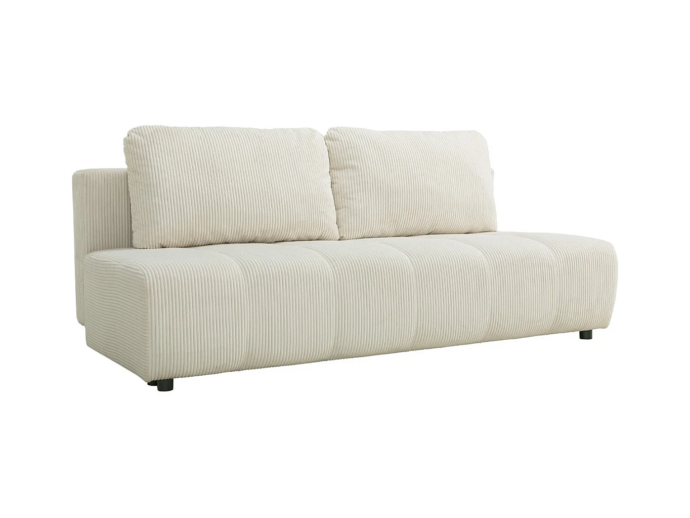 Canapé convertible 3 places en velours côtelé beige - Sacha