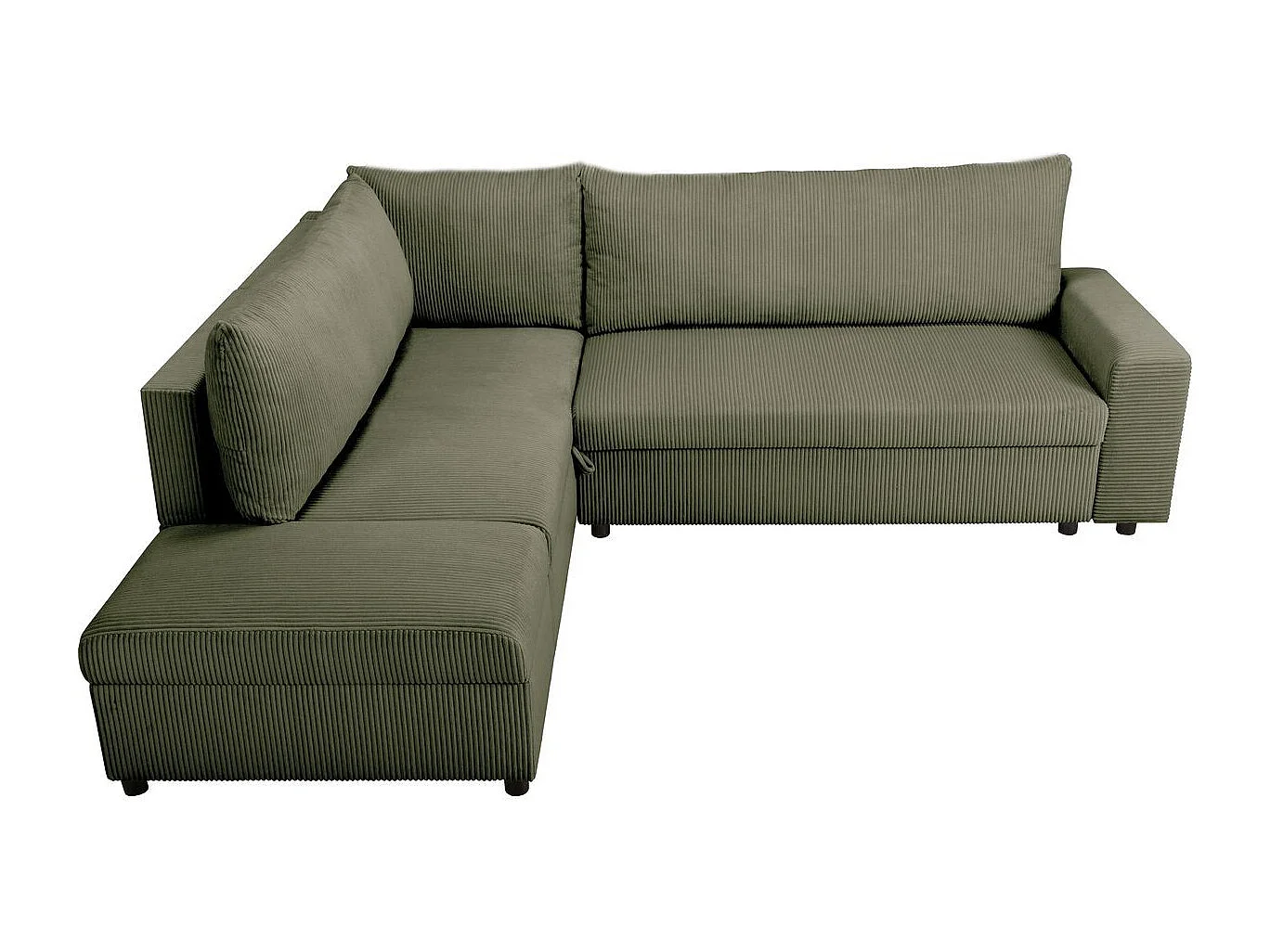 Canapé d'angle convertible réversible 4/5 places en velours côtelé vert kaki - Malte