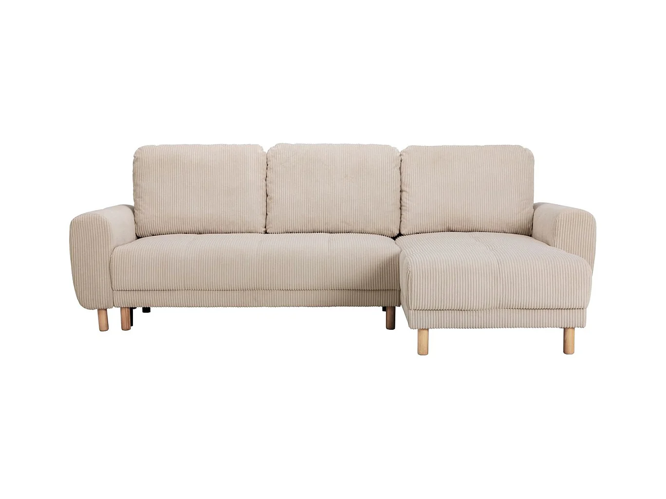 Canapé d'angle convertible réversible 3/4 places en velours côtelé beige - Alva