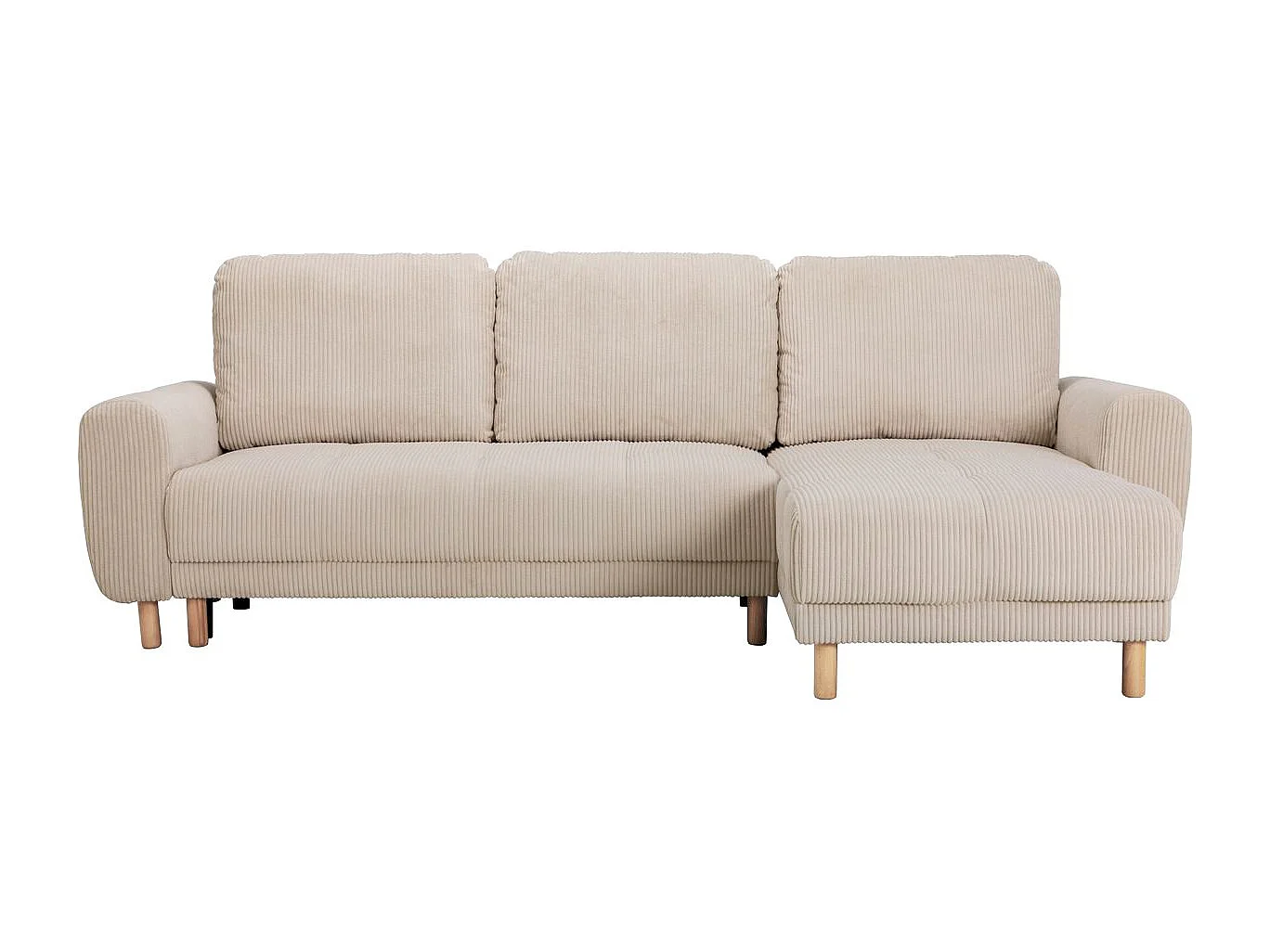 Canapé d'angle convertible réversible 3/4 places en velours côtelé beige - Alva