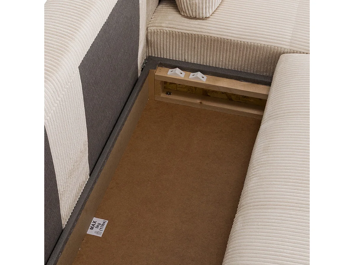 Canapé d'angle réversible convertible 4 places en velours côtelé beige ALVA
