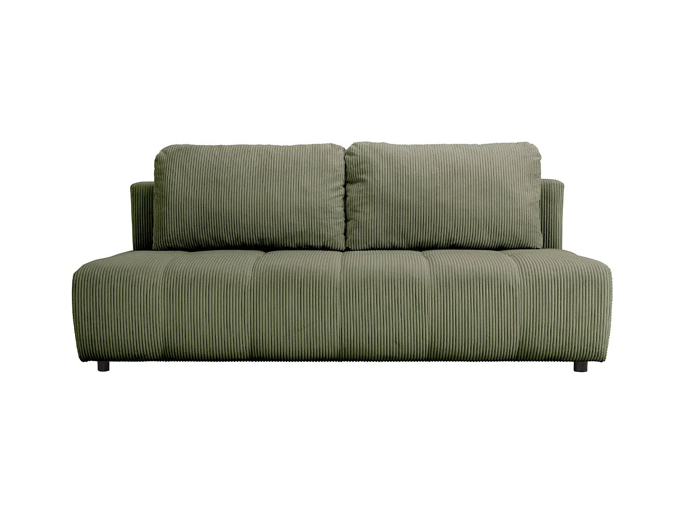 Canapé convertible 3 places en velours côtelé vert kaki - Sacha