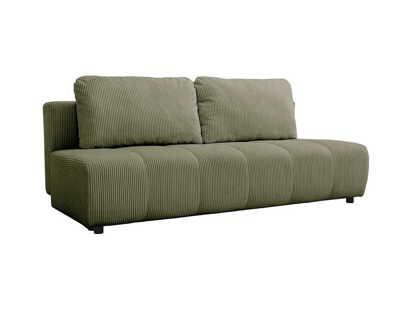 Canapé convertible 3 places en velours côtelé vert kaki - Sacha