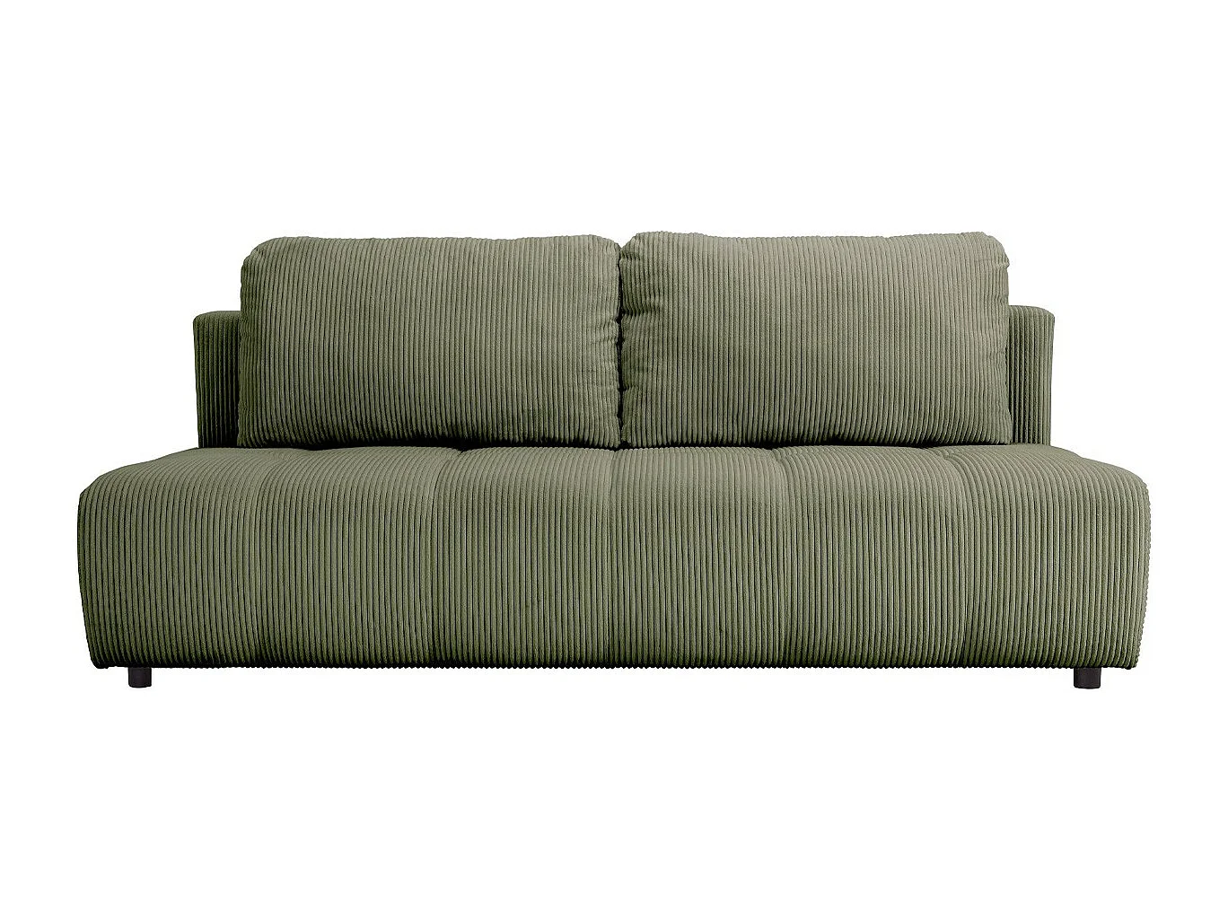 Canapé convertible 3 places en velours côtelé vert kaki - Sacha