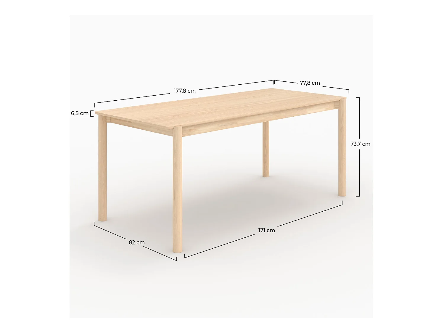 Table rectangulaire en bois de frêne 6 places - Irène