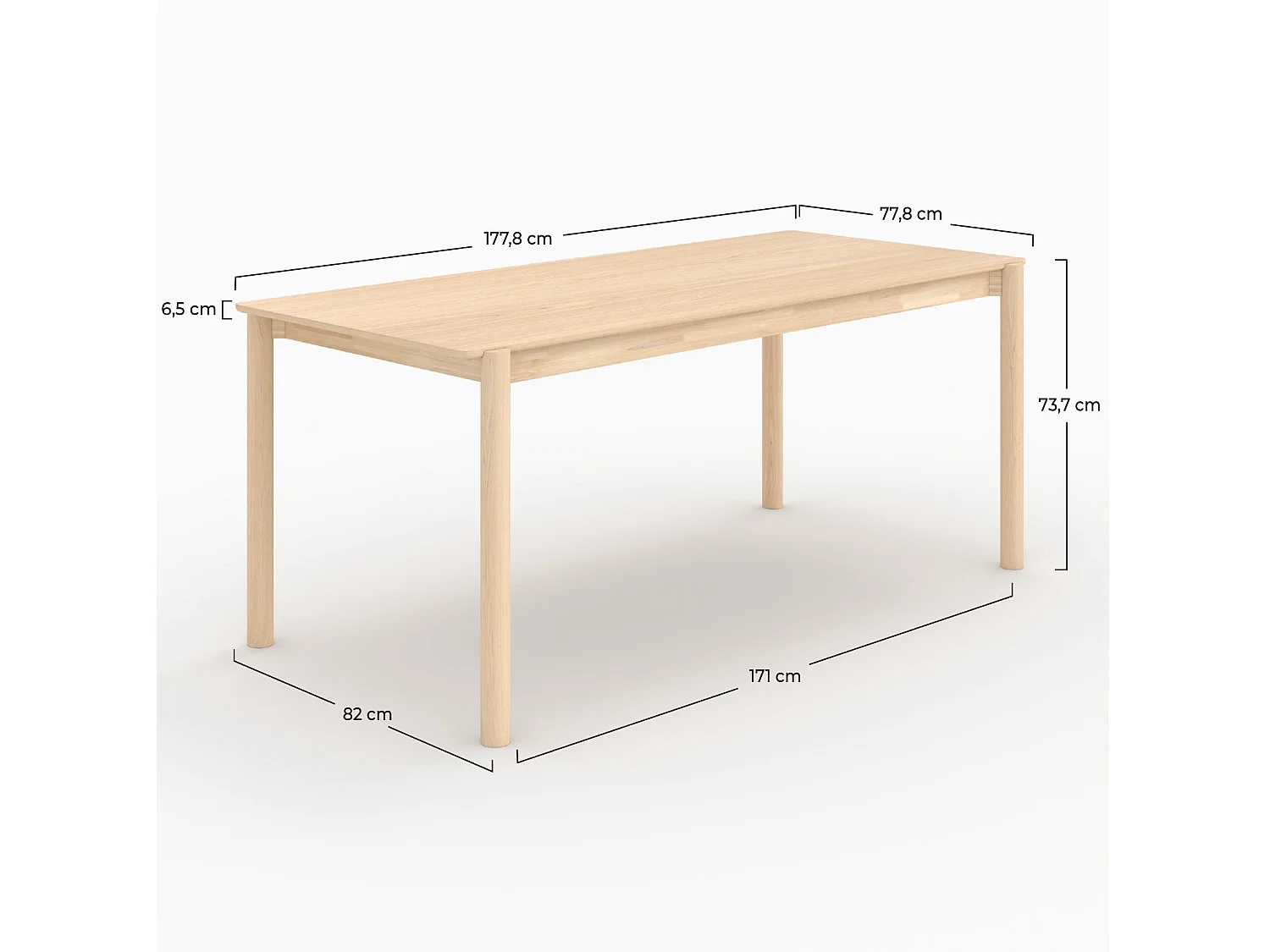 Tavolo rettangolare in legno di frassino 6 posti - Irène