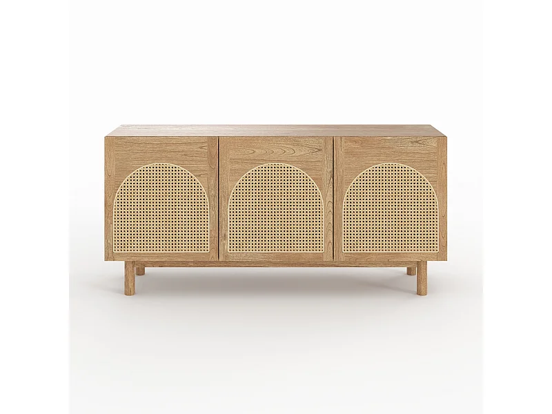 Buffet de madera maciza de mindi y ratán - Delya