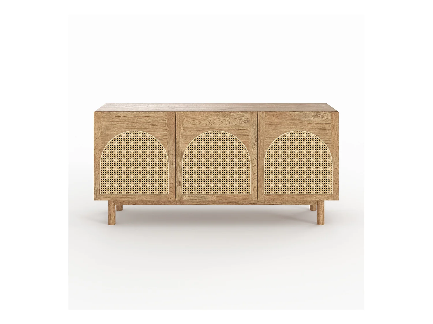 Buffet de madera maciza de mindi y ratán - Delya