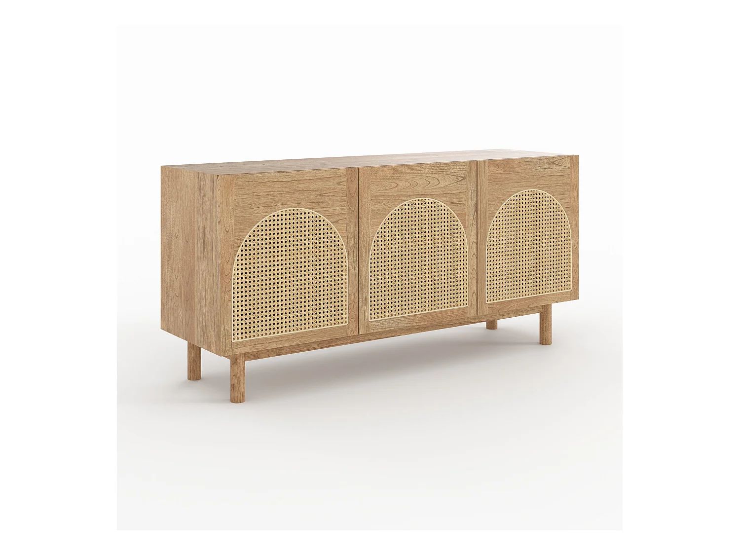 Buffet de madera maciza de mindi y ratán - Delya