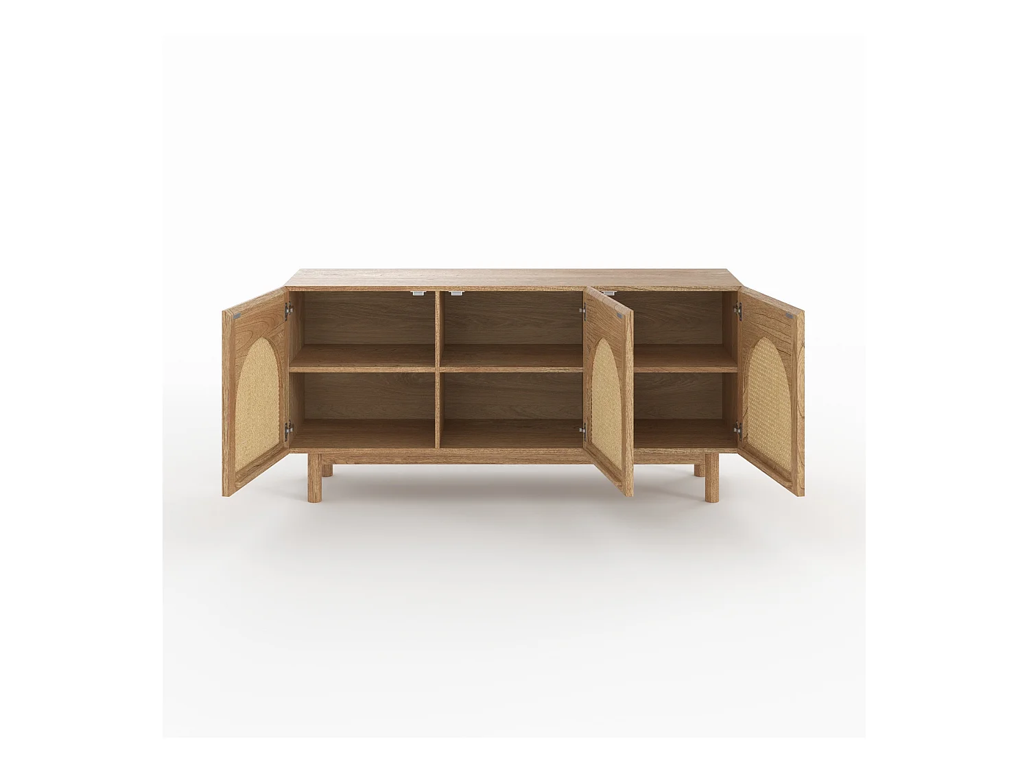 Buffet de madera maciza de mindi y ratán - Delya