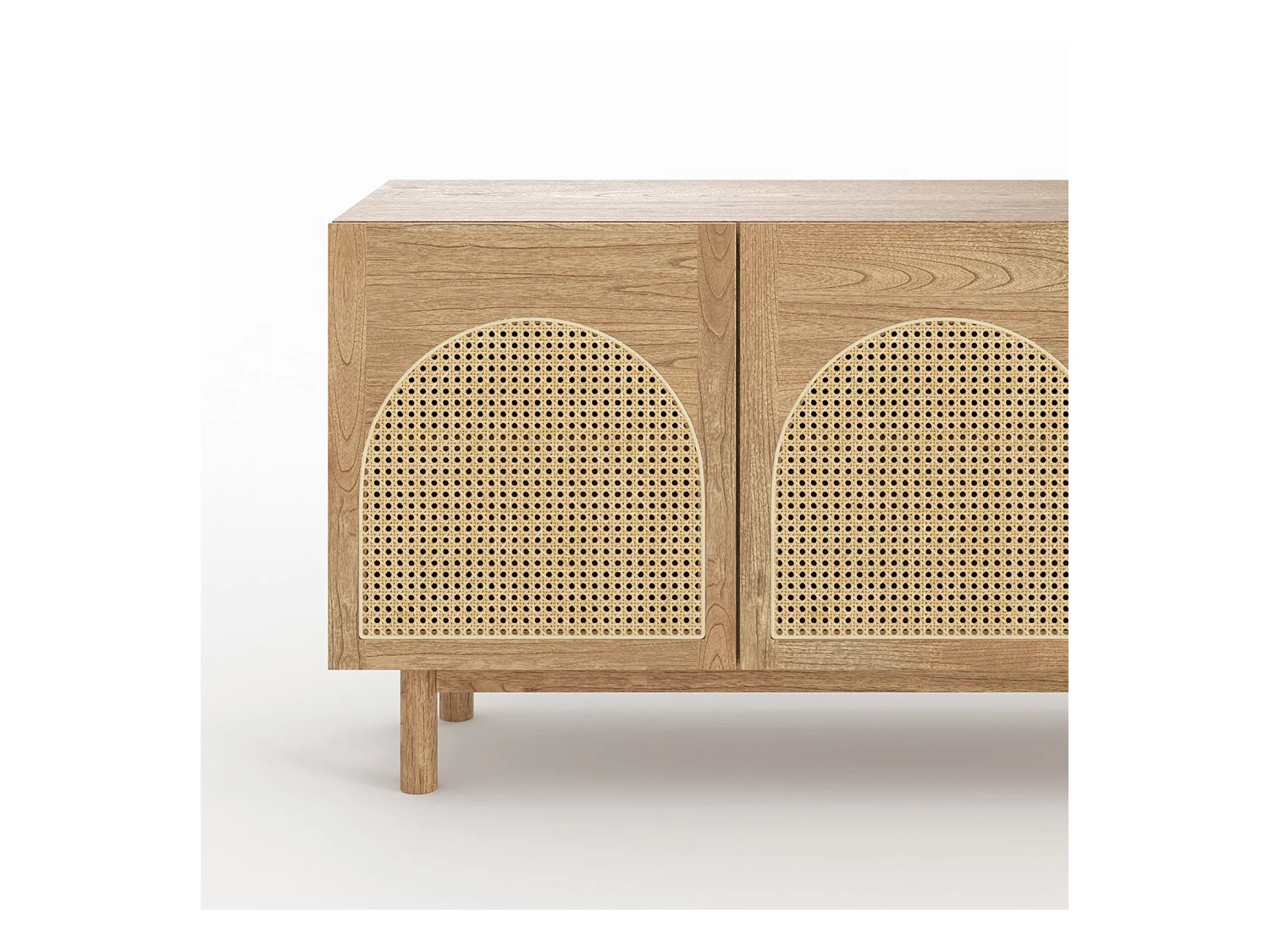 Buffet de madera maciza de mindi y ratán - Delya