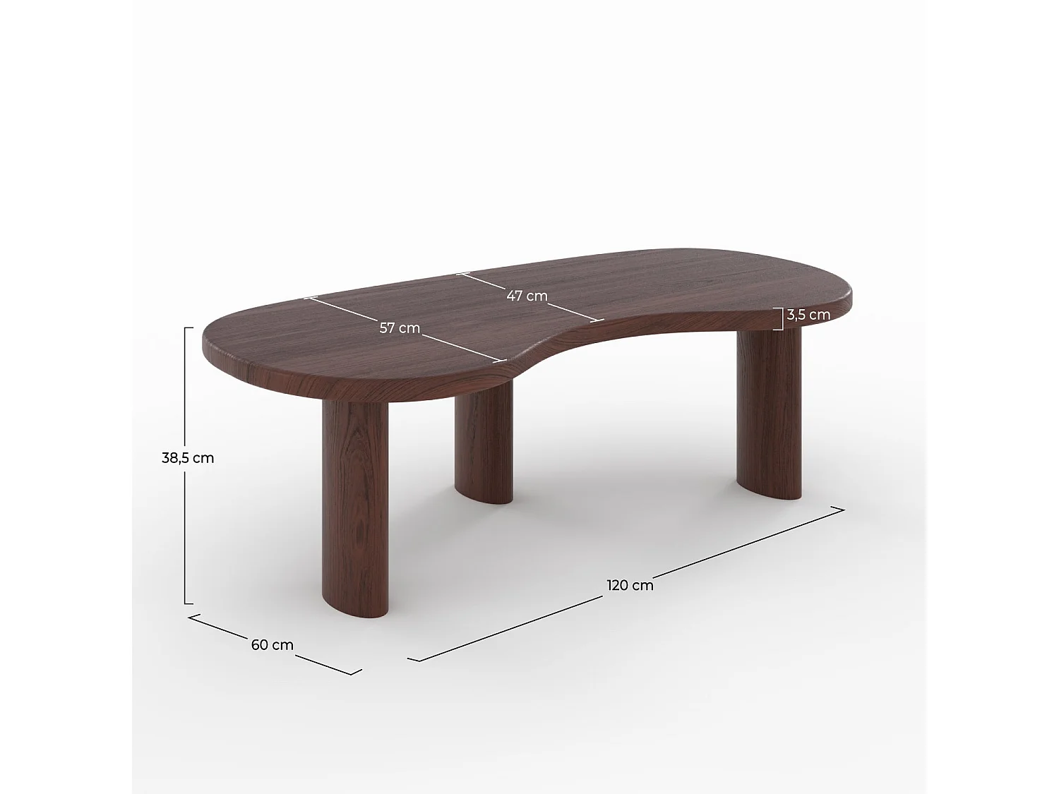 Table basse organique en bois massif de mindi foncé - Brandan