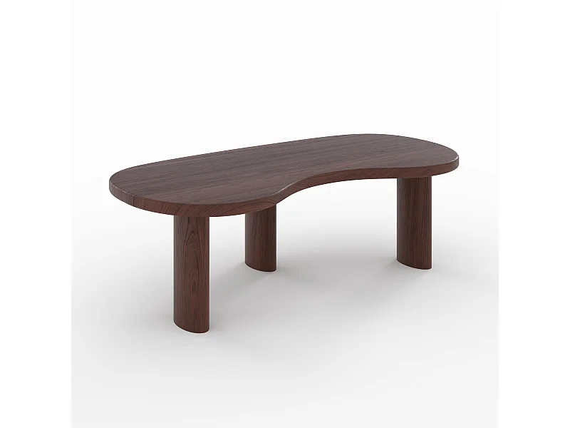 Mesa baja orgánica de madera maciza de mindi oscuro - Brandan