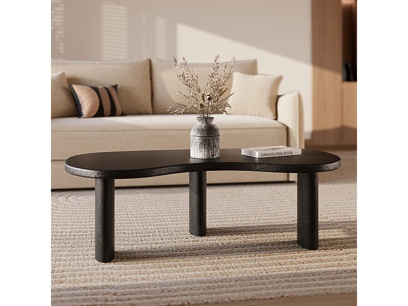 Tavolino organico in legno massello di mindi nero - Brandan