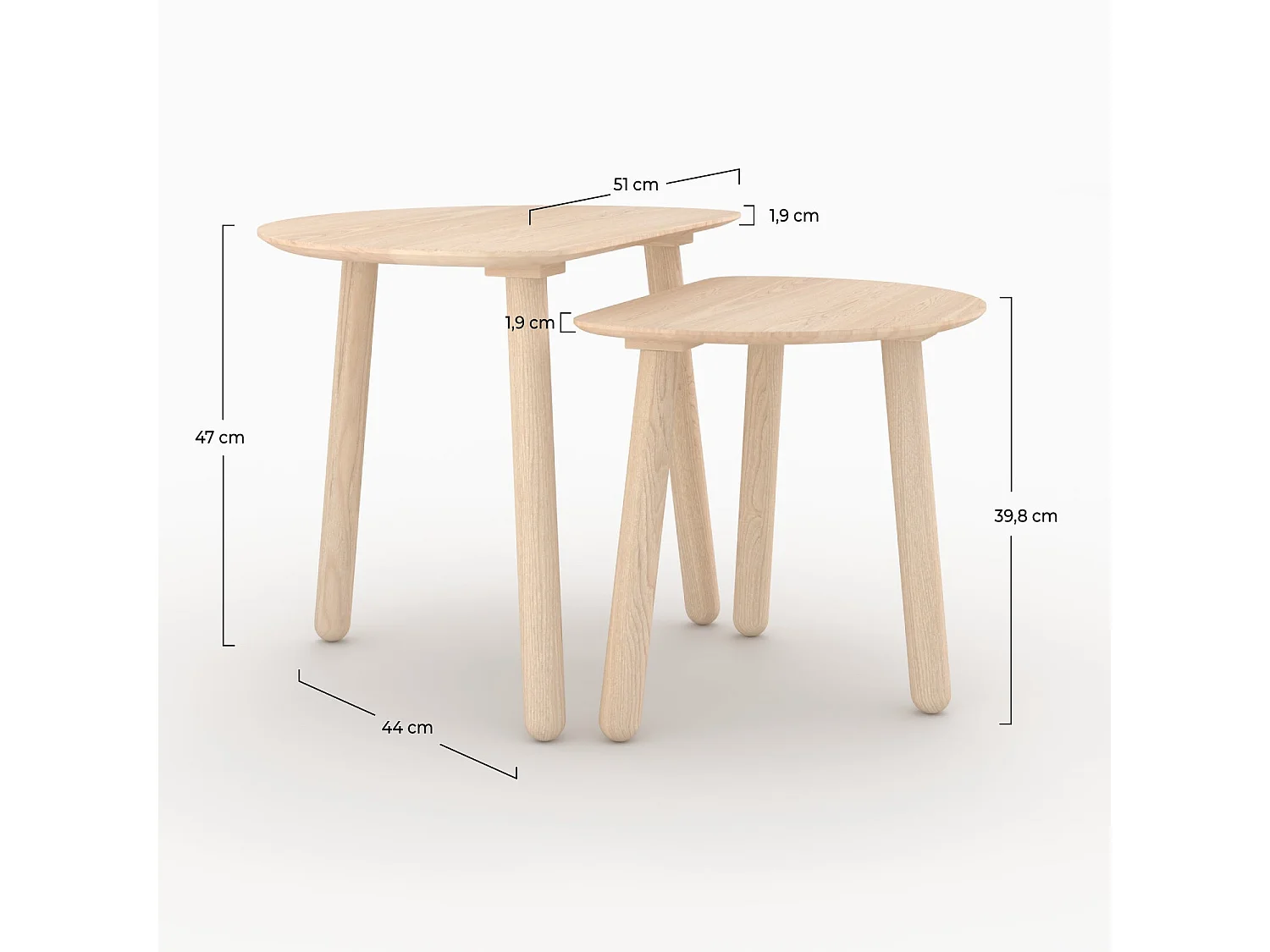 Tables gigognes en bois de frêne - Montaine