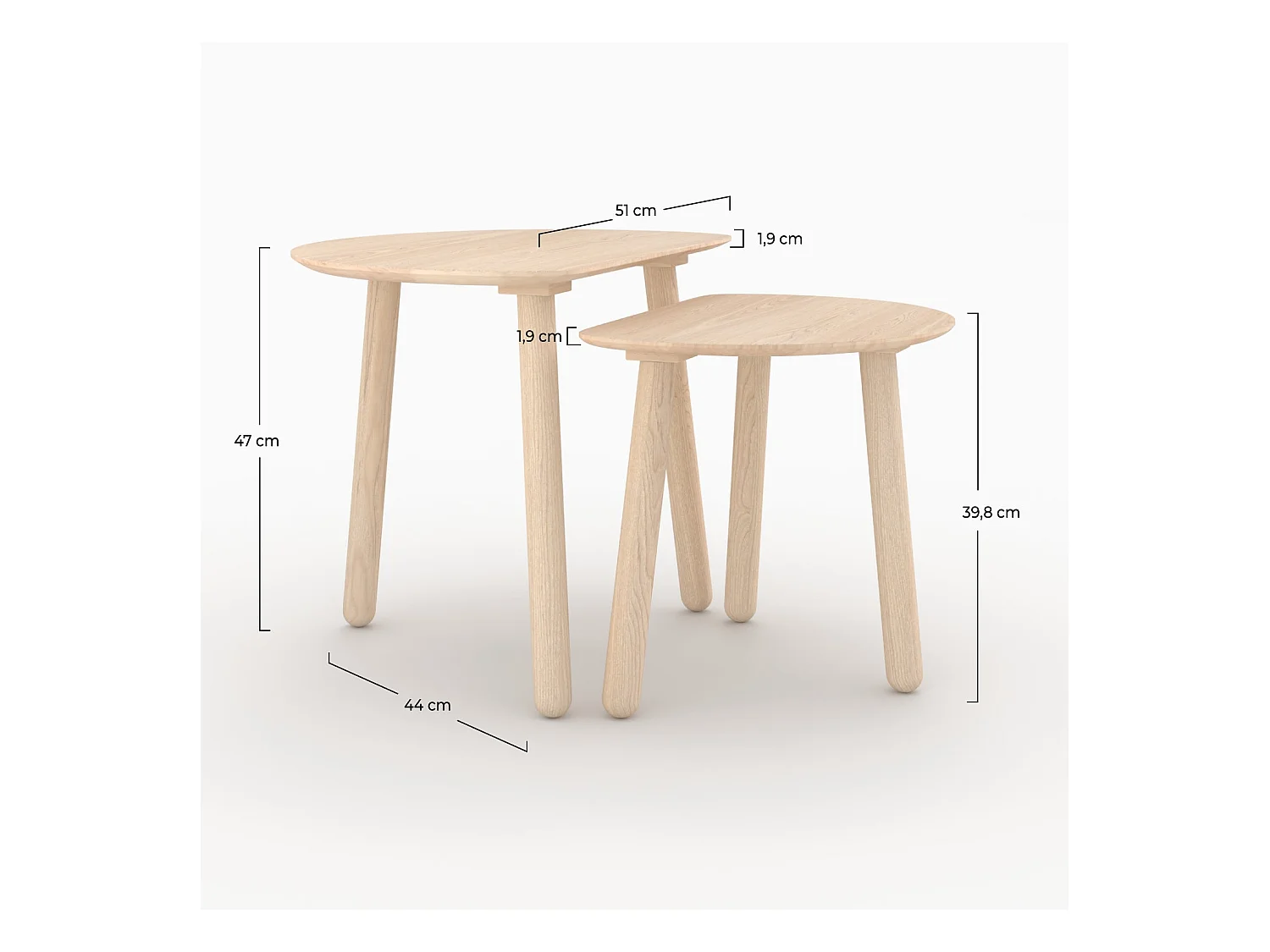 Tavolini impilabili in legno di frassino - Montaine