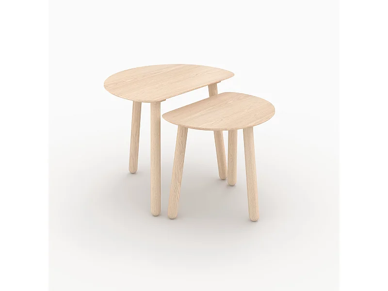 Tables gigognes en bois de frêne effet blanchi - Montaine