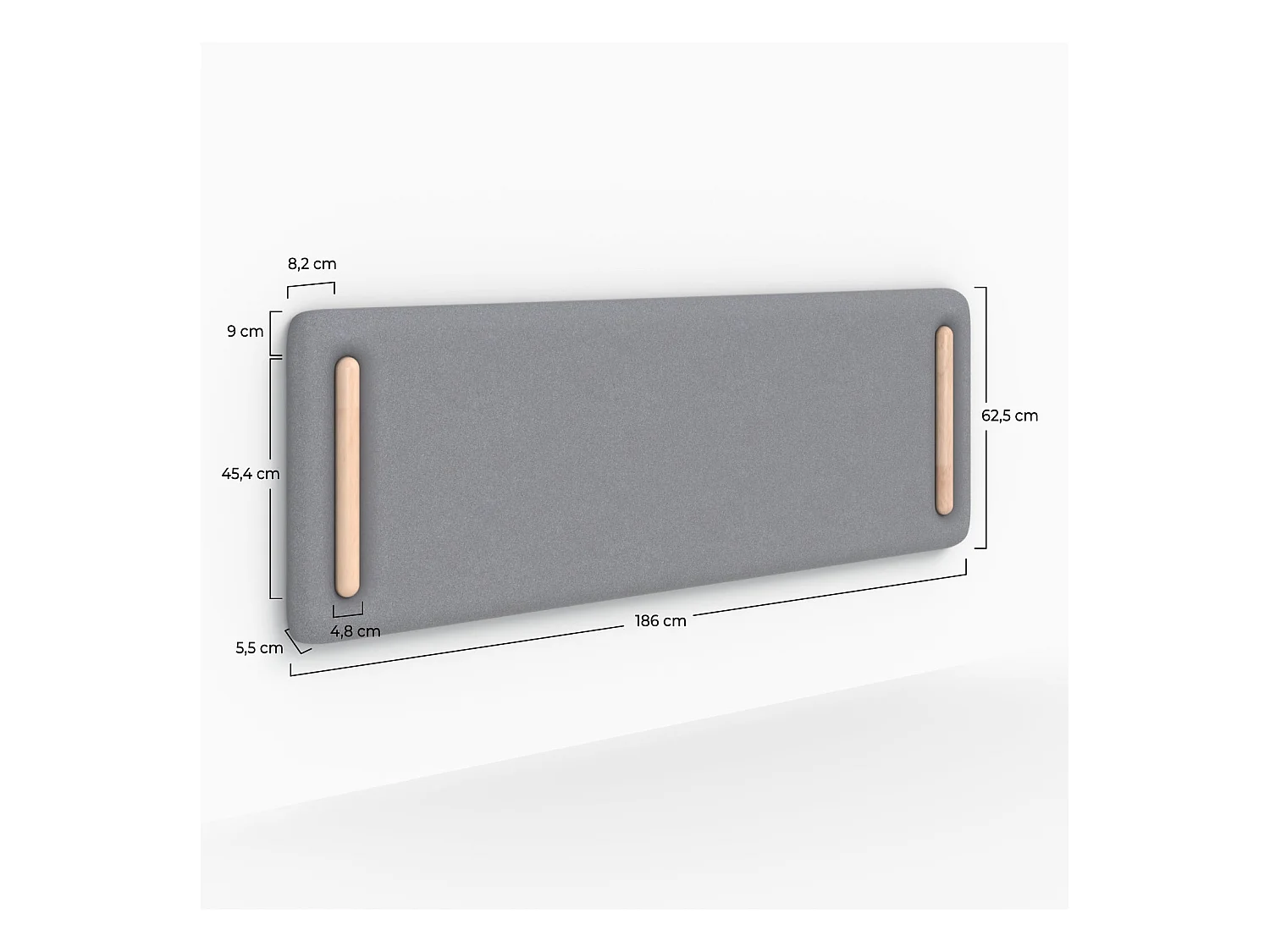 Tête de lit en tissu gris 160 cm - Katia