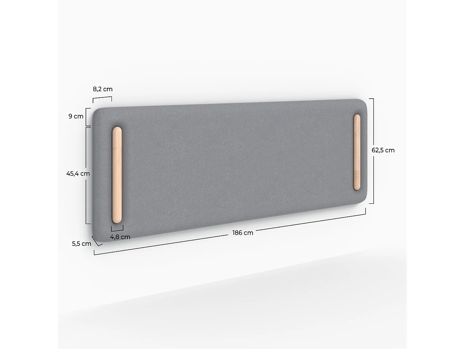 Cabecera de cama de tela gris 160 cm - Katia