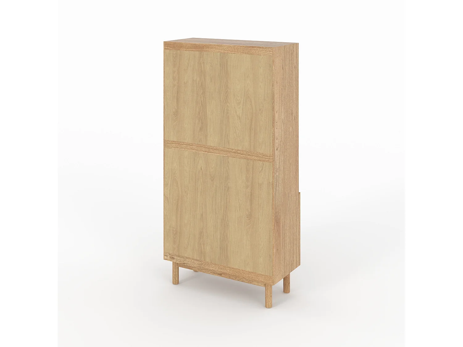 Bibliothèque en bois massif de mindi et rotin - Delya