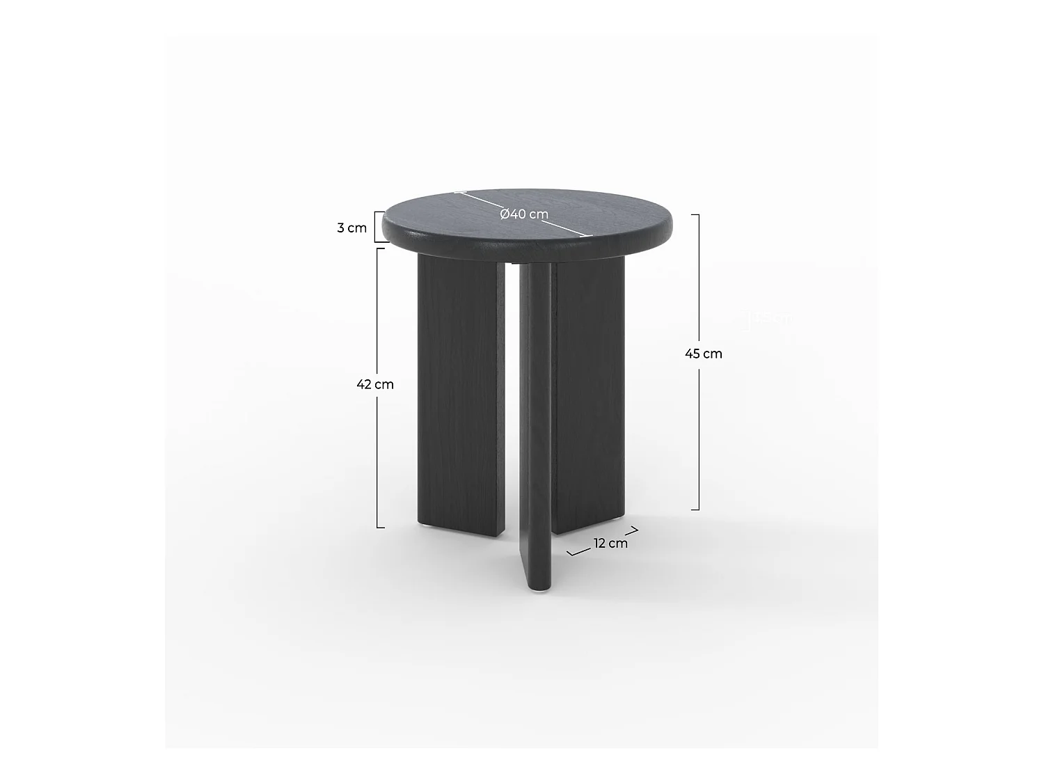 Table d'appoint ronde en bois noir D40 cm - Néa