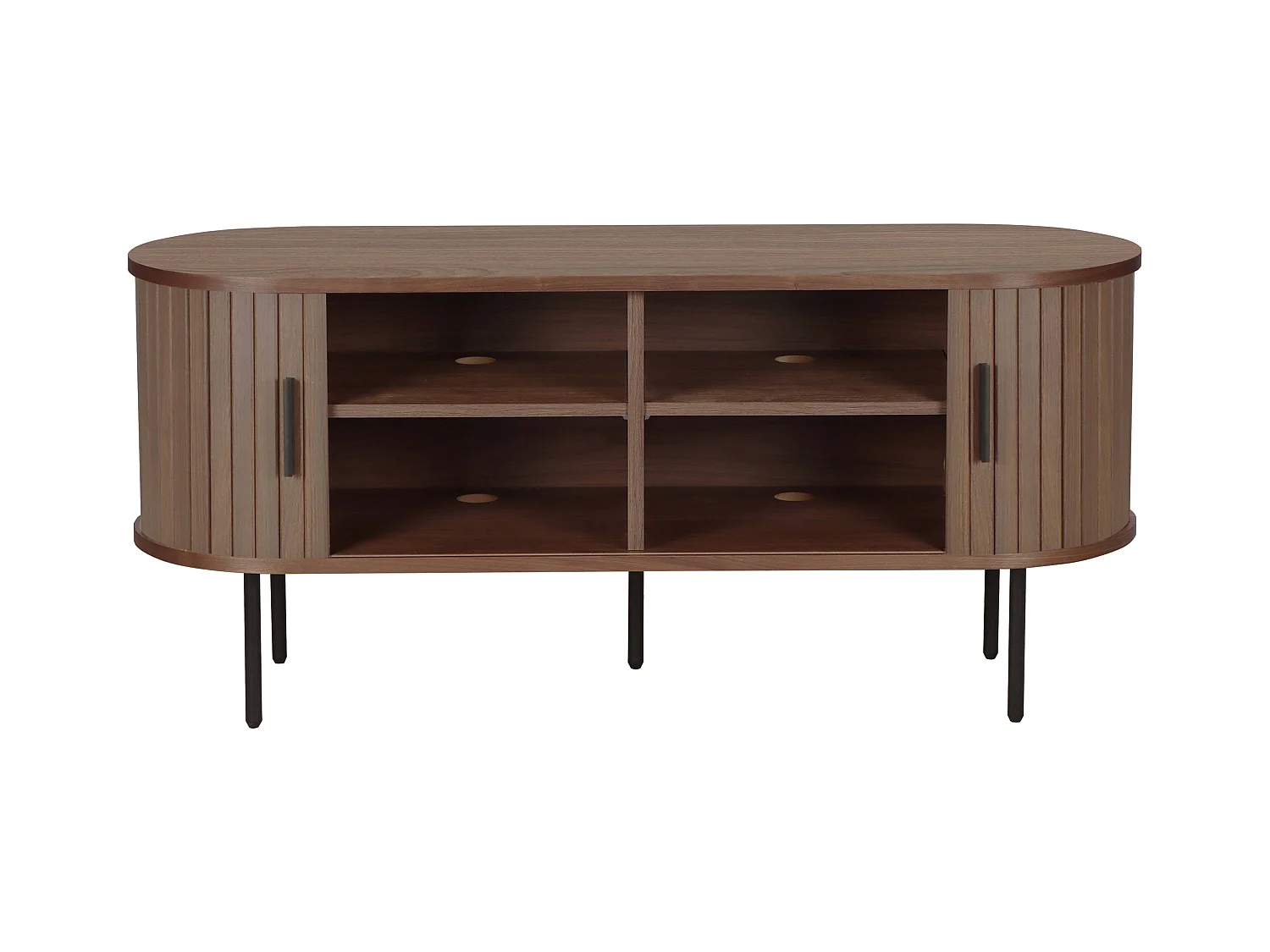 Meuble TV en mélaminé et acier 120 cm noyer