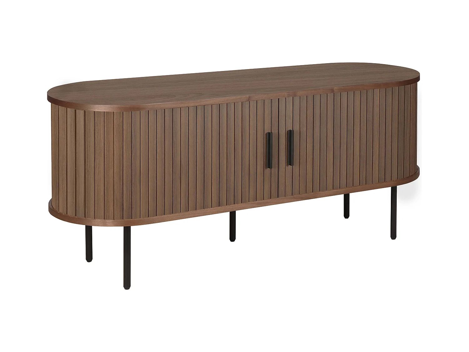 Meuble TV en mélaminé et acier 120 cm noyer