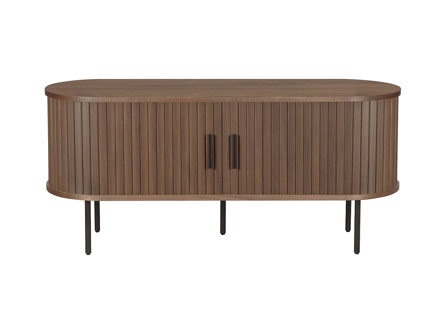 Meuble TV en mélaminé et acier 120 cm noyer