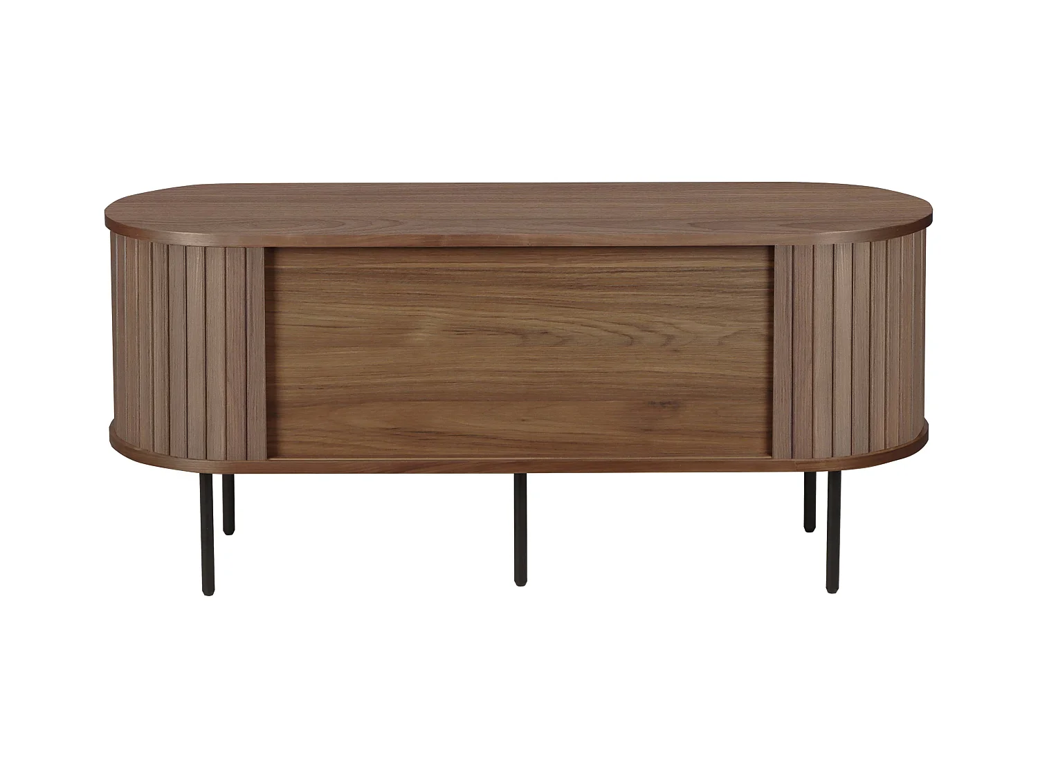 Meuble TV en mélaminé et acier 120 cm noyer