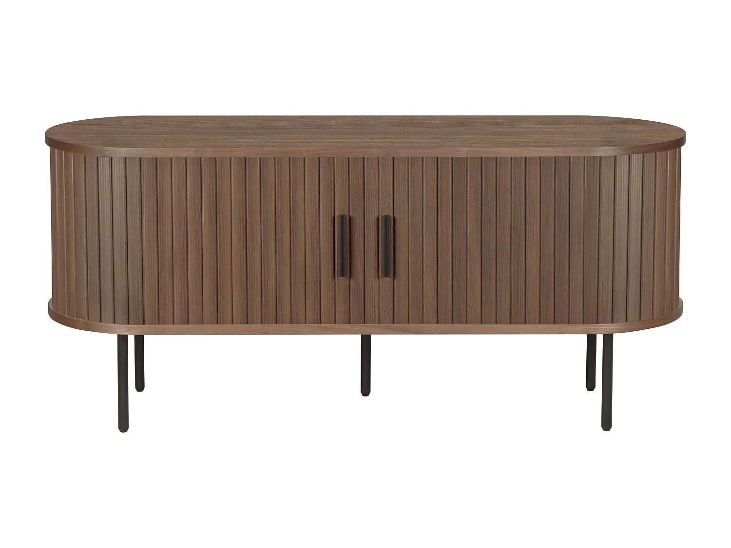 Meuble TV en mélaminé et acier 120 cm noyer