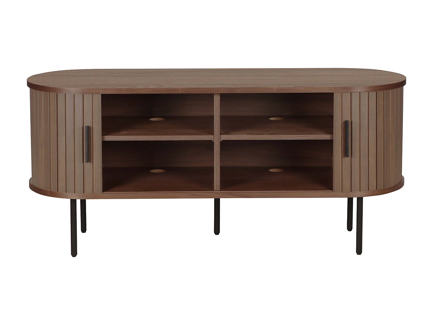 Meuble TV en mélaminé et acier 120 cm noyer