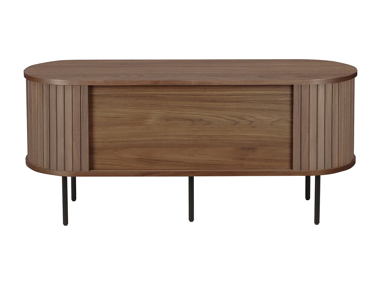 Meuble TV en mélaminé et acier 120 cm noyer