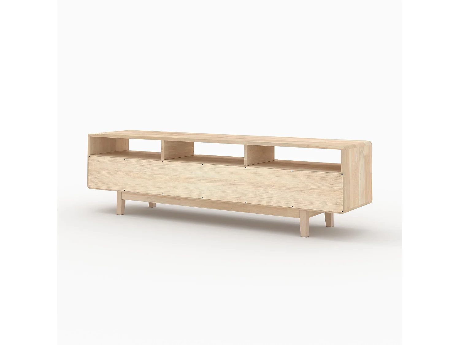 Meuble TV en bois d'hévéa massif effet blanchi - Gisèle