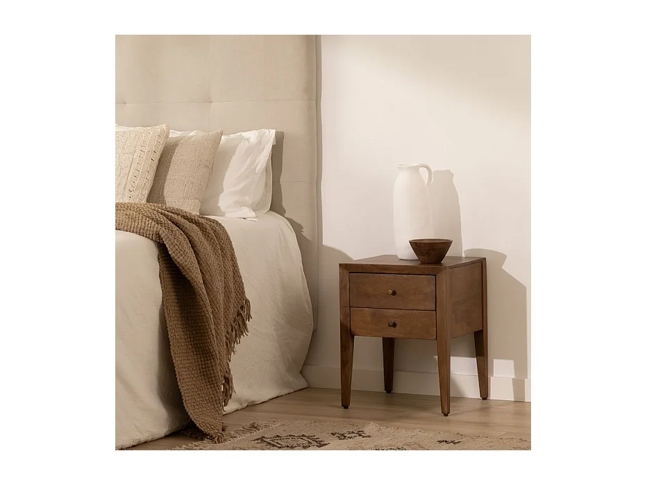 Table de chevet en bois massif Noyer Bourbon (G05) 40x50