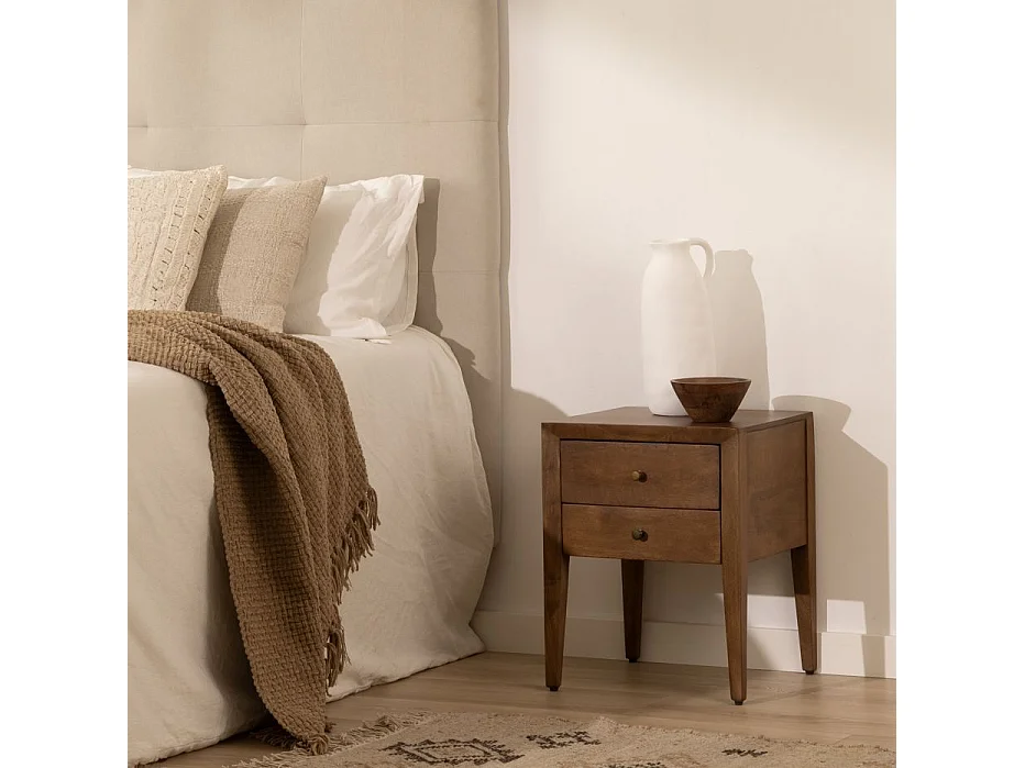 Table de chevet en bois massif Noyer Bourbon (G05) 40x50