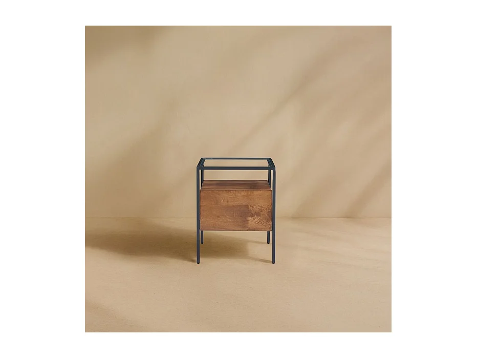 Table de chevet en bois massif Noyer Bourbon (G05) 40x50