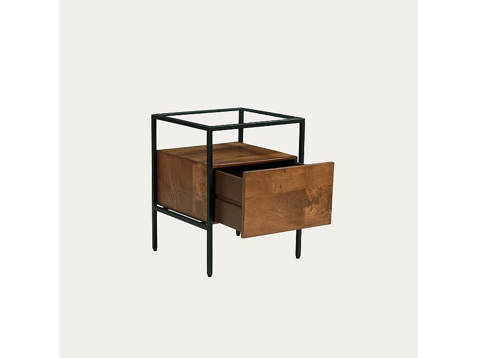 Table de chevet en bois massif Noyer Bourbon (G05) 40x50