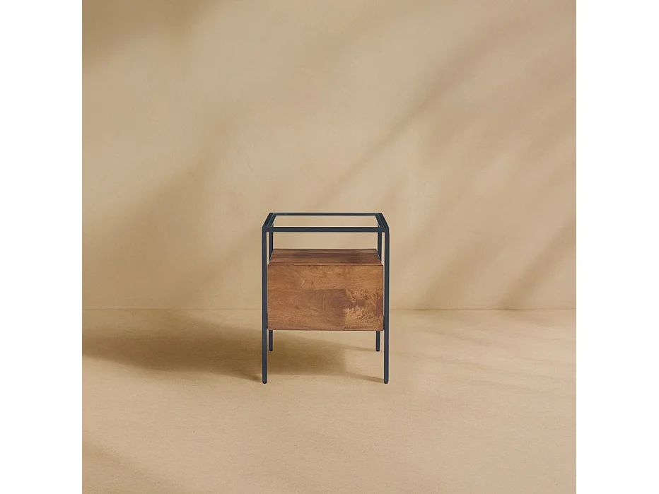 Table de chevet en bois massif Noyer Bourbon (G05) 40x50