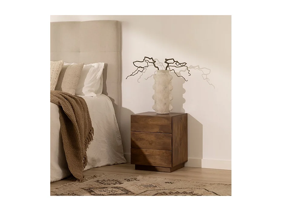 Table de chevet en bois massif Noyer Bourbon (G05) 40x50