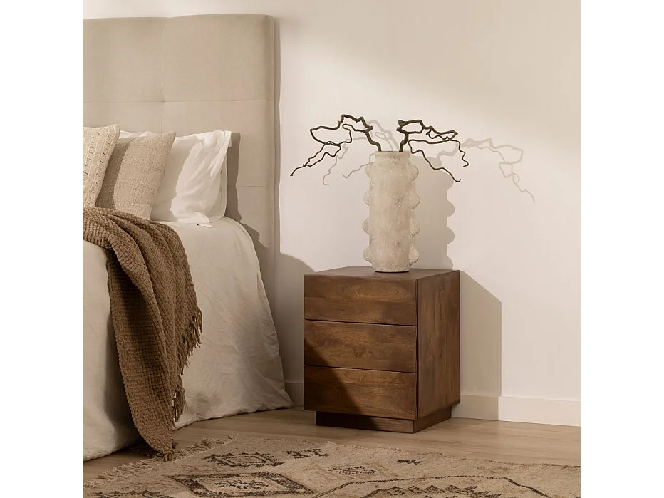 Table de chevet en bois massif Noyer Bourbon (G05) 40x50