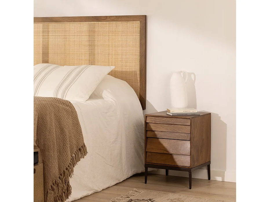 Table de chevet en bois massif Noyer Bourbon (G05) 40x54