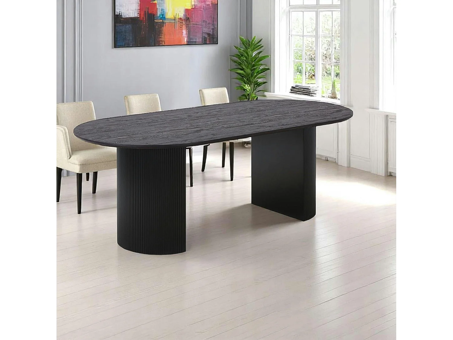 Table à manger ovale effet bois foncé 210 cm MATERA