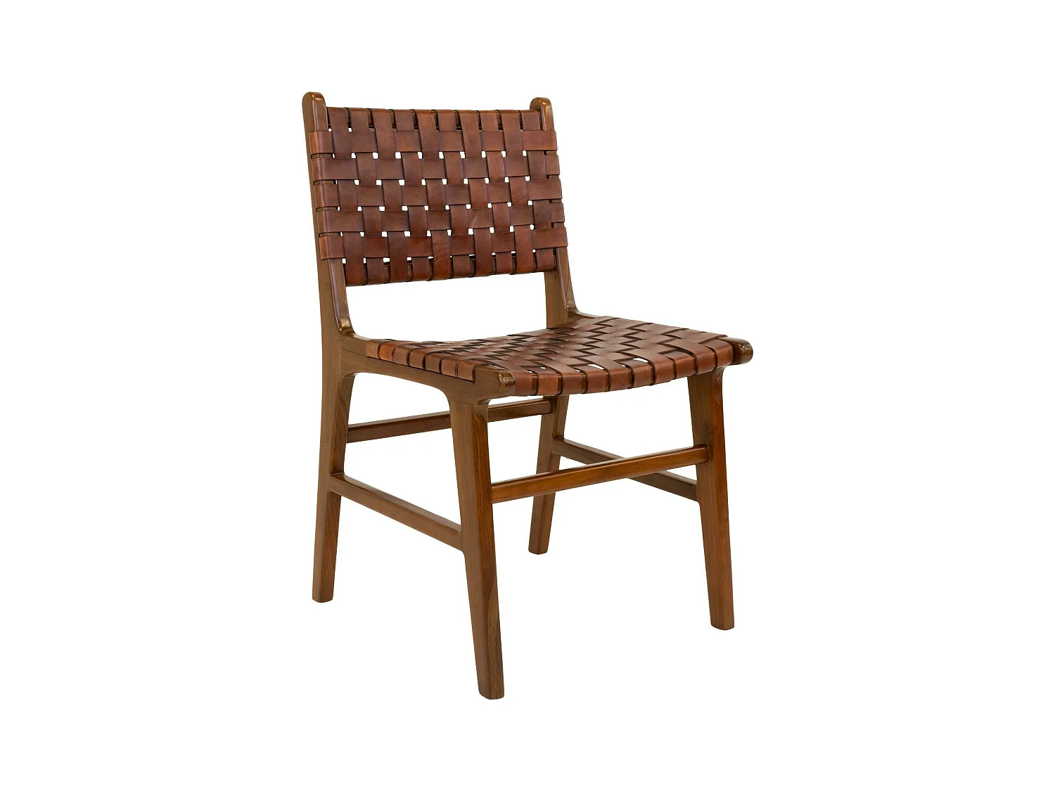 Chaise en bois et cuir tressé marron (lot de 2) MENDOZA