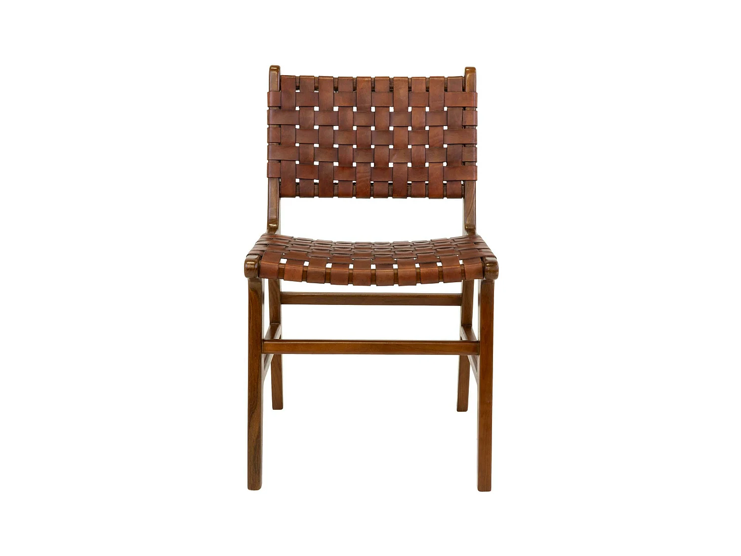 Chaise en bois et cuir tressé marron (lot de 2) MENDOZA