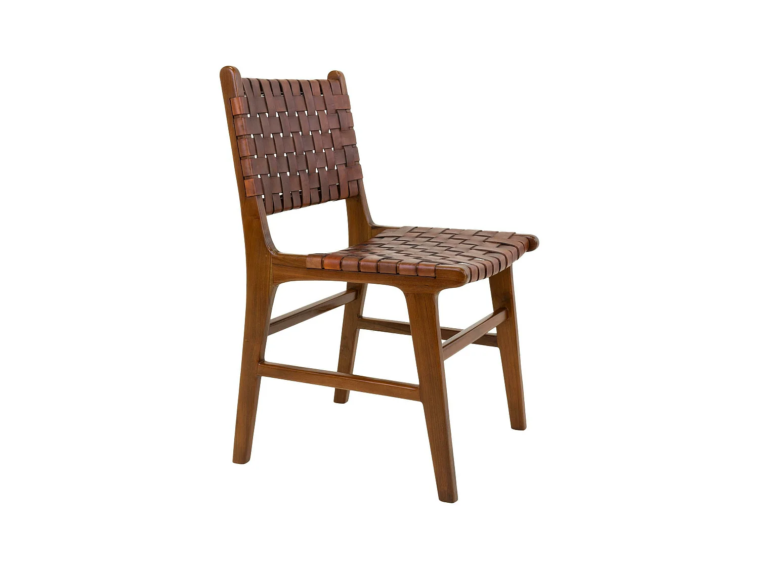 Chaise en bois et cuir tressé marron (lot de 2) MENDOZA