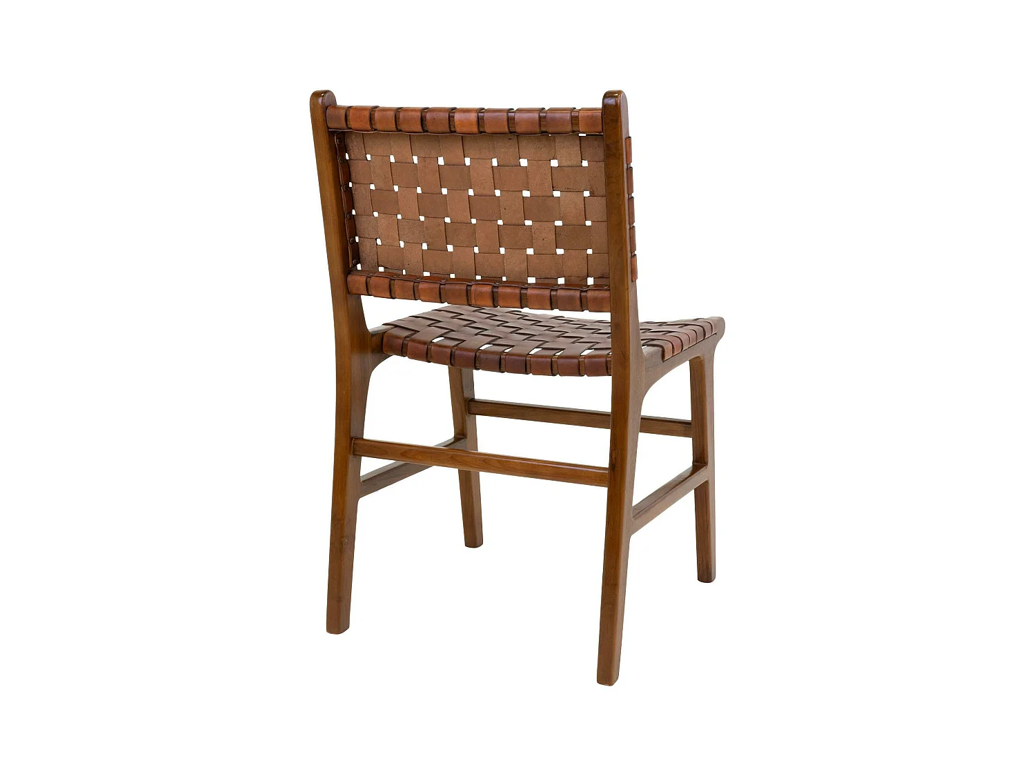 Chaise en bois et cuir tressé marron (lot de 2) MENDOZA