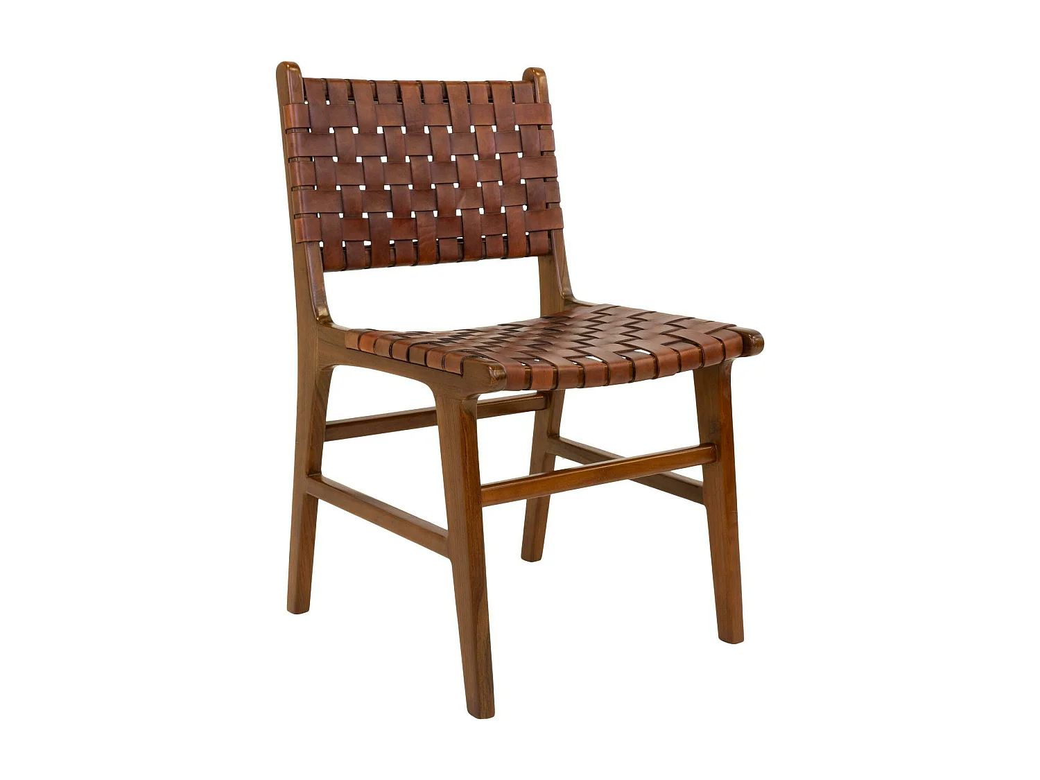 Chaise en bois et cuir tressé marron (lot de 2) MENDOZA