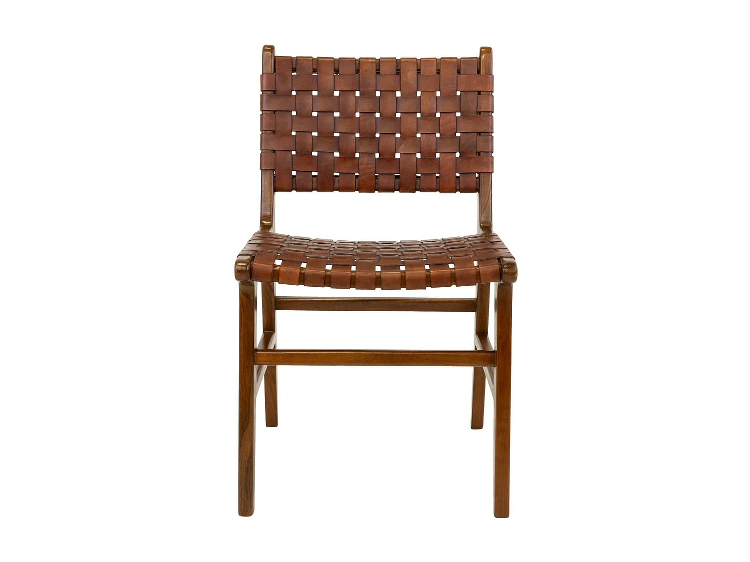 Chaise en bois et cuir tressé marron (lot de 2) MENDOZA