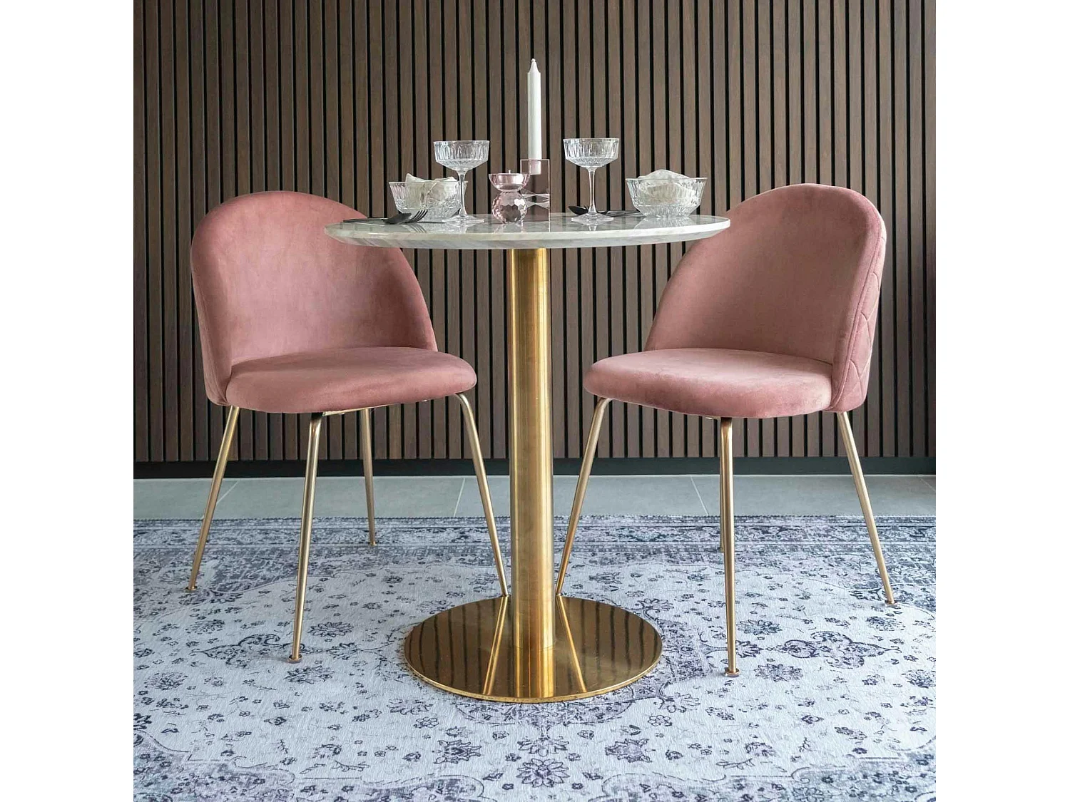 Chaise en velours rose à dossier rond (lot de 2) MONTREUX